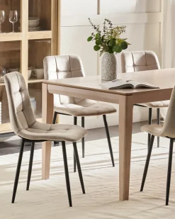 Set di 4 sedie da pranzo POWELL Velluto Beige