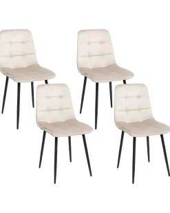 Set di 4 sedie da pranzo POWELL Velluto Beige
