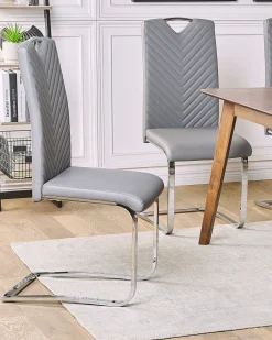 Set di 2 sedie da pranzo PICKNES Pelle sintetica Grigio chiaro