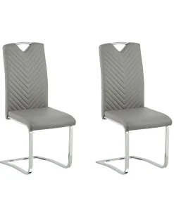 Set di 2 sedie da pranzo PICKNES Pelle sintetica Grigio chiaro