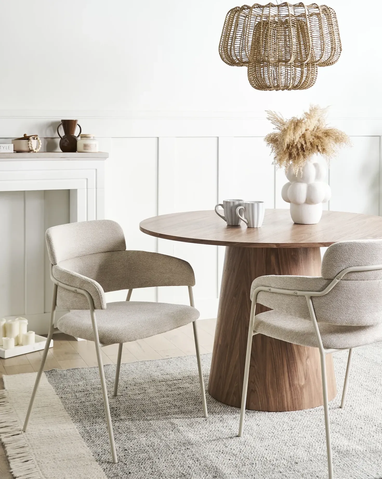 Set di 2 sedie da pranzo PAONIA Ciniglia Beige chiaro