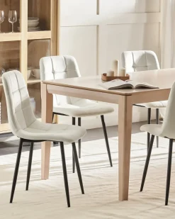 Set di 4 sedie da pranzo POWELL Velluto Bianco sporco