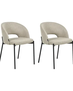 Set di 2 sedie da pranzo PENNY Tessuto Beige sabbia