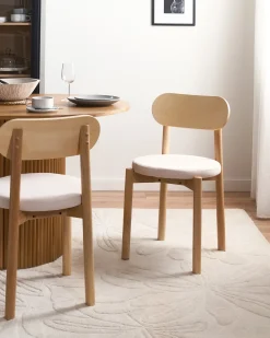 Set di 2 sedie da pranzo PAULINA Legno Marrone chiaro/Beige chiaro
