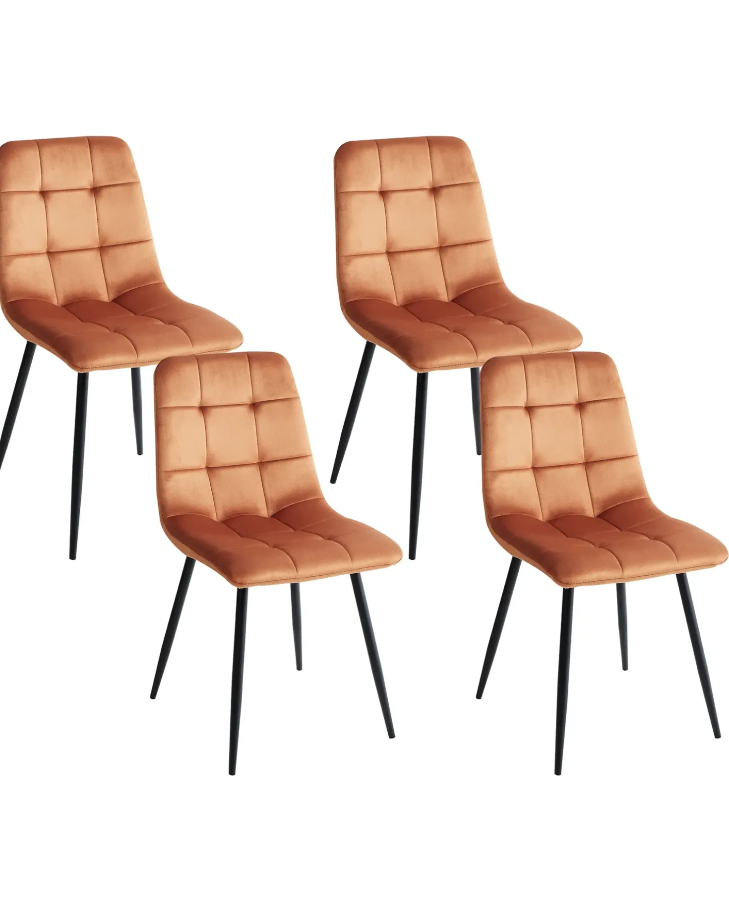 Set di 4 sedie da pranzo POWELL Velluto Arancione