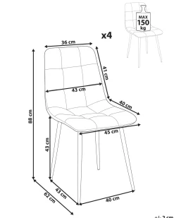 Set di 4 sedie da pranzo POWELL Velluto Arancione