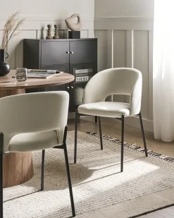 Set di 2 sedie da pranzo PENNY Tessuto Beige chiaro