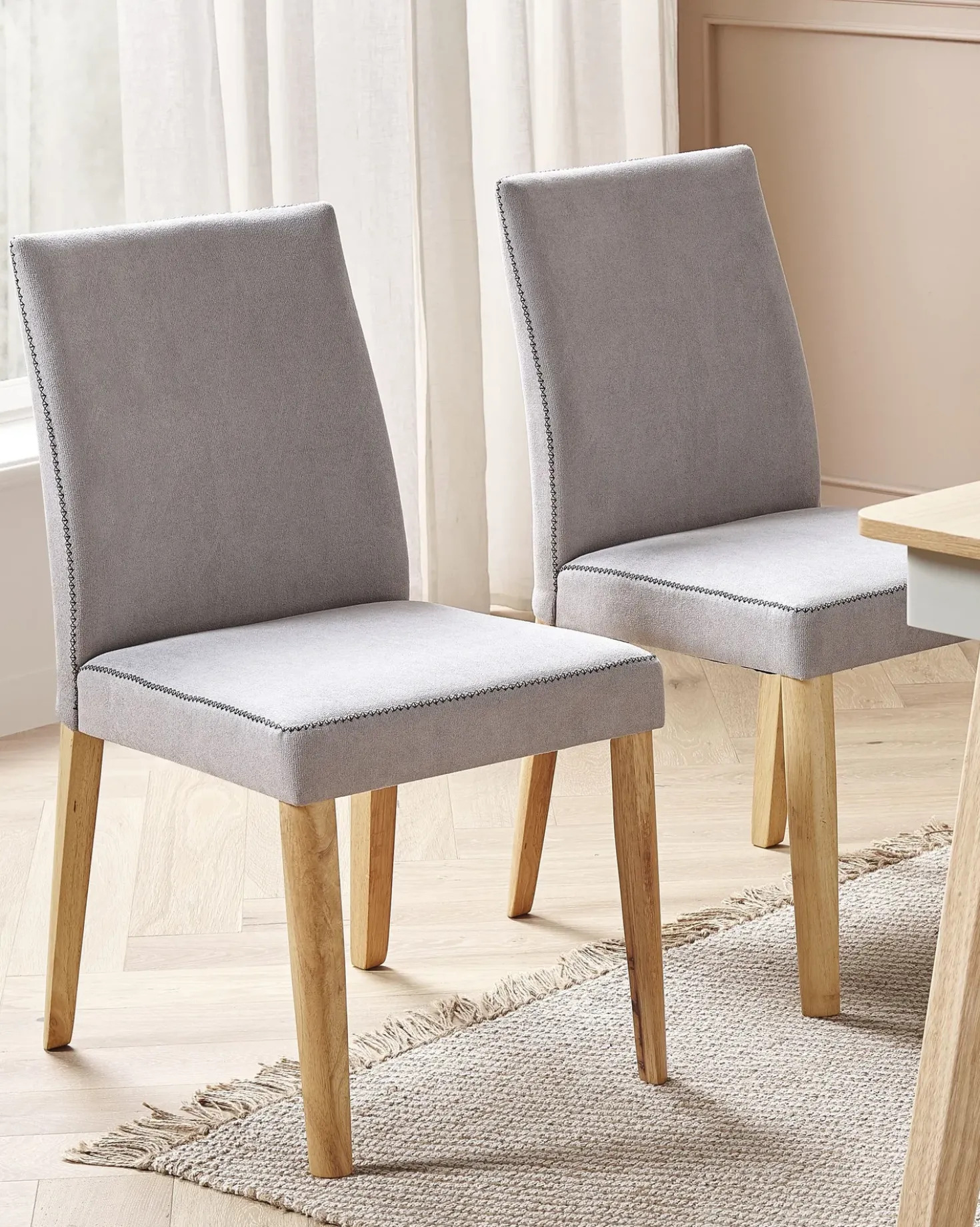 Set di 2 sedie da pranzo PHOLA Tessuto Grigio