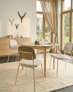 Set di 4 sedie da pranzo RILEY Tessuto Bianco sporco