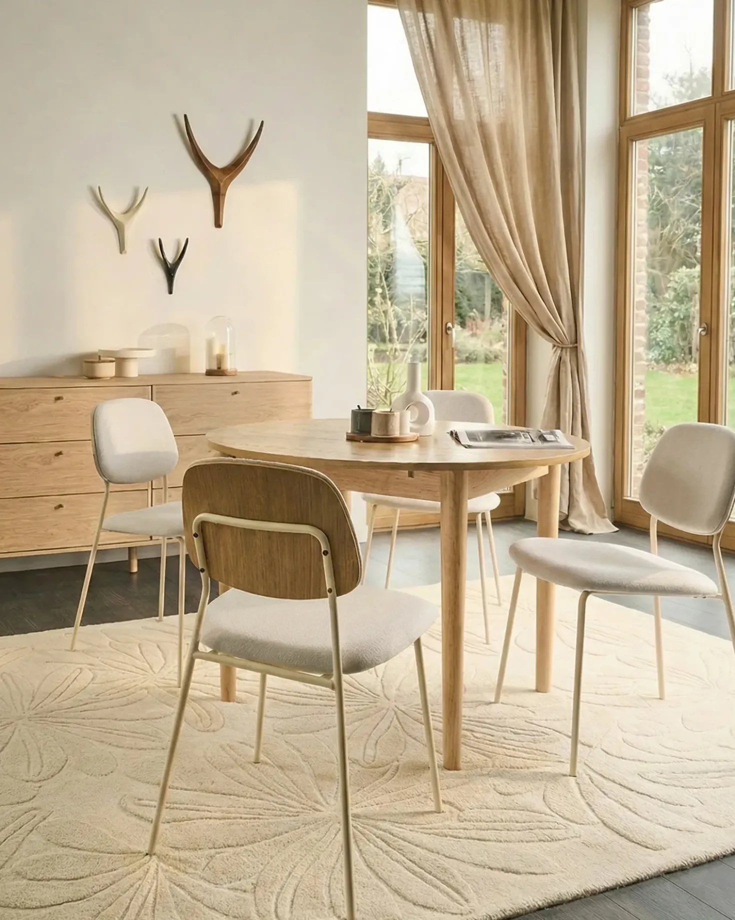 Set di 4 sedie da pranzo RILEY Tessuto Bianco sporco