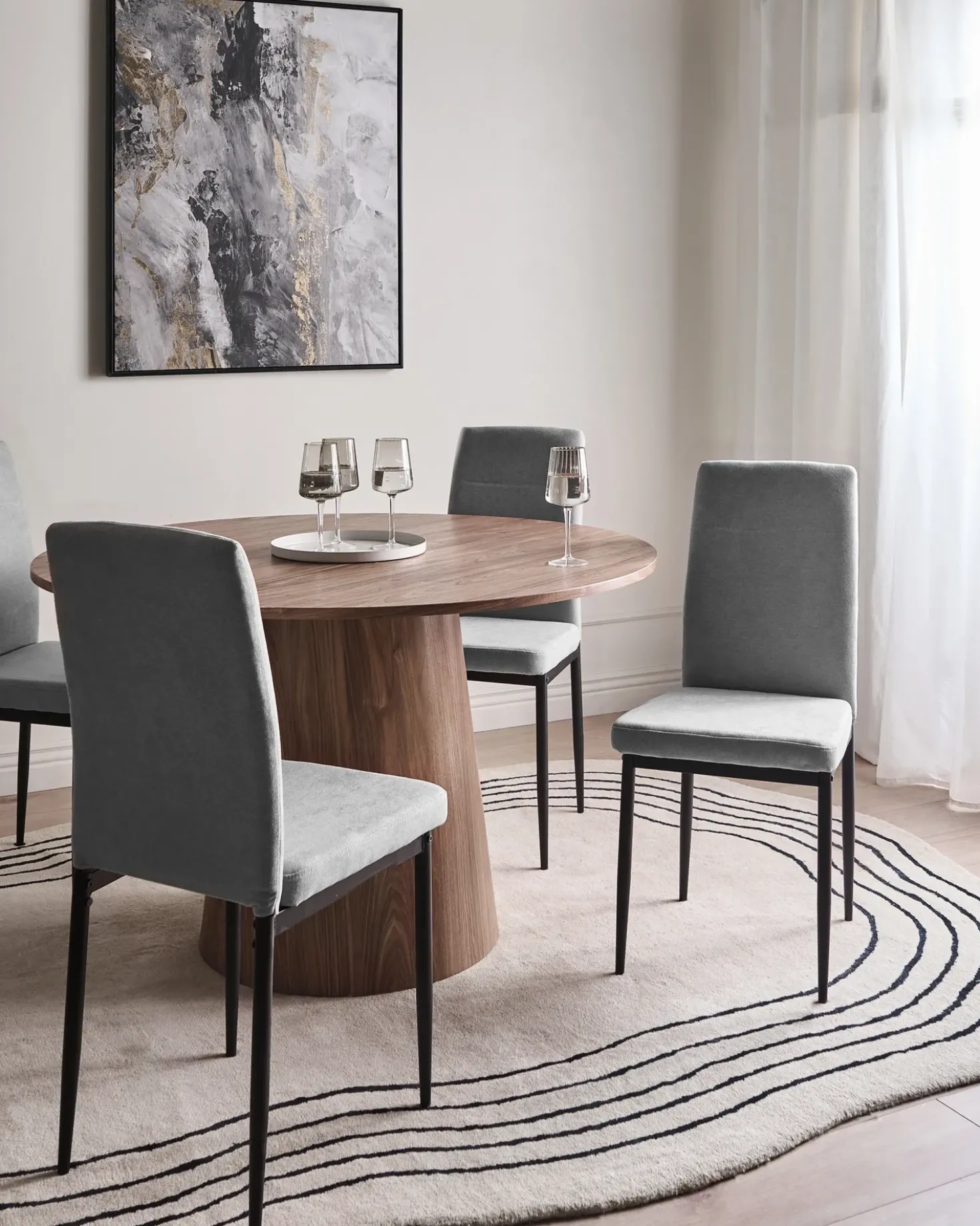 Set di 4 sedie da pranzo RINER Tessuto Grigio