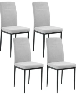 Set di 4 sedie da pranzo RINER Tessuto Grigio