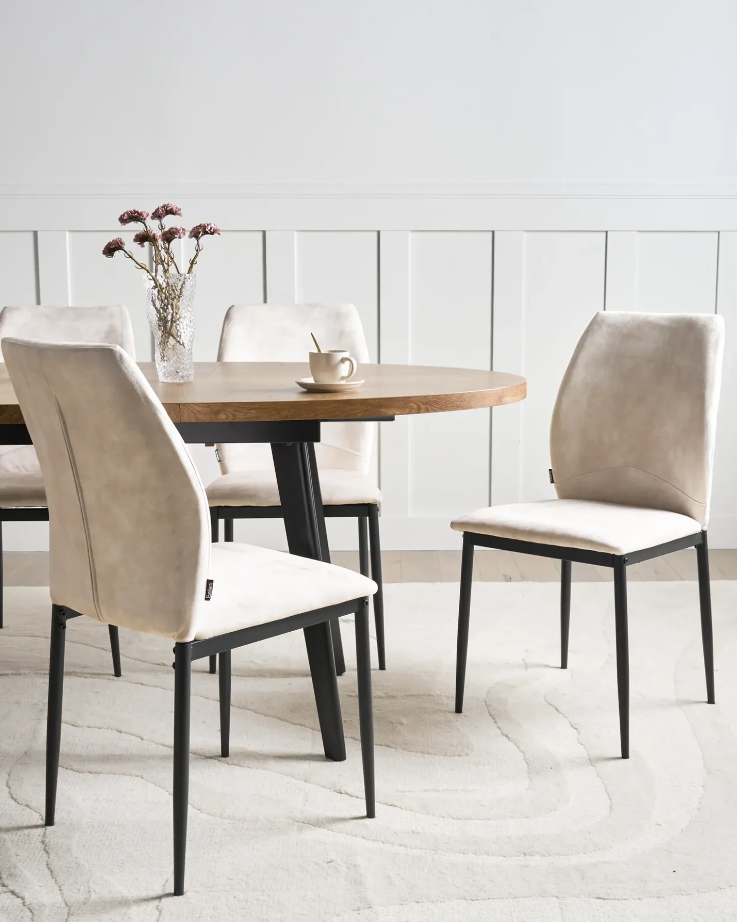 Set di 4 sedie da pranzo ROCHEPORT Tessuto Beige chiaro