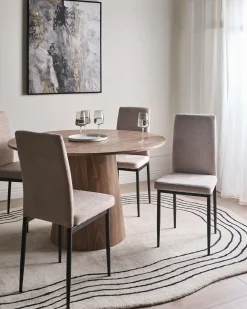 Set di 4 sedie da pranzo RINER Tessuto Tortora