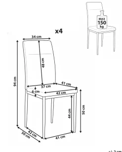 Set di 4 sedie da pranzo RINER Tessuto Tortora