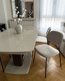 Set di 4 sedie da pranzo RILEY Tessuto Beige chiaro