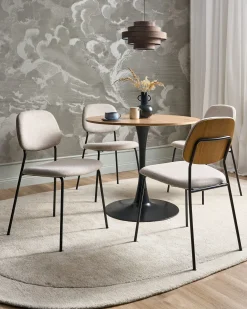 Set di 4 sedie da pranzo RILEY Tessuto Beige chiaro
