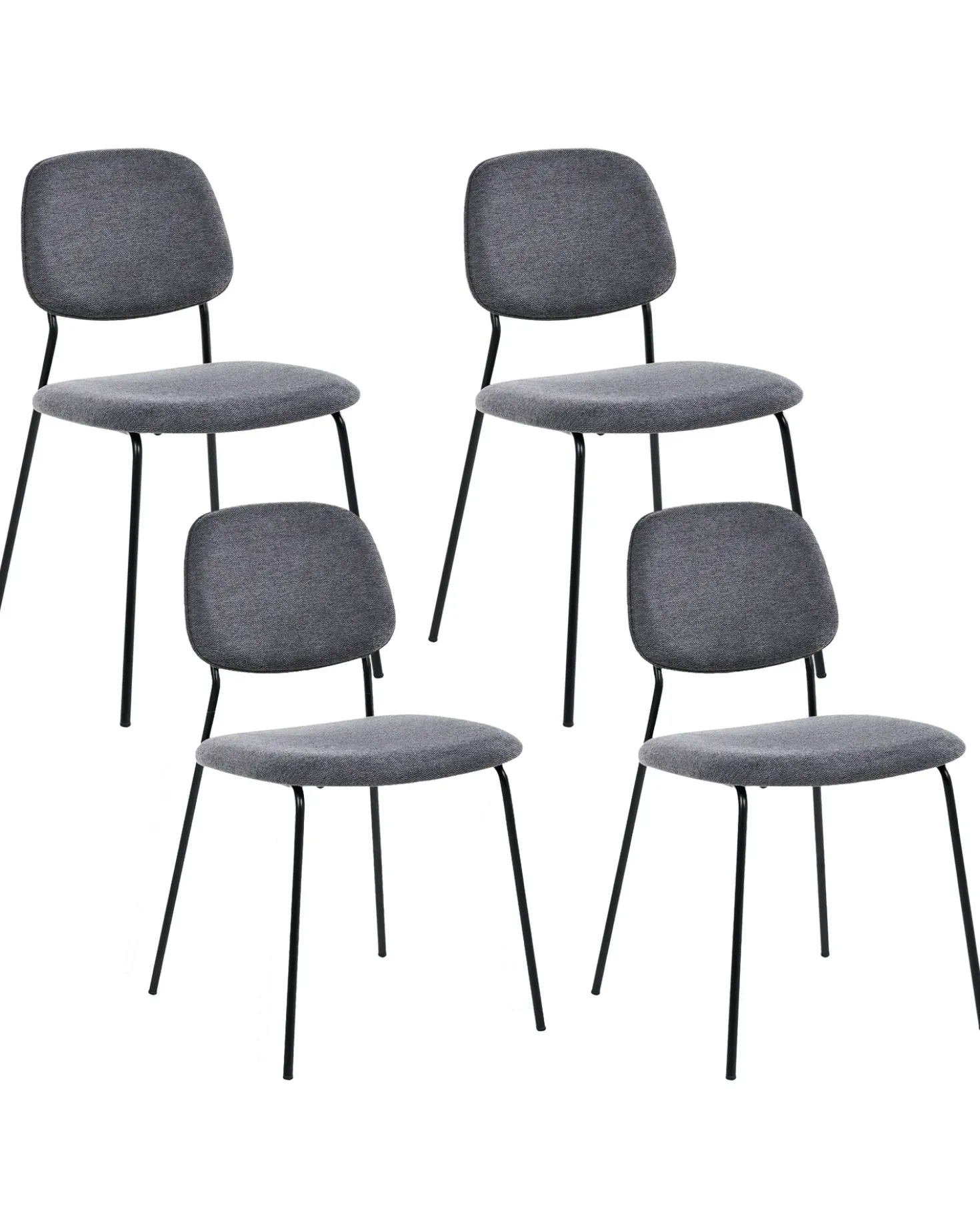 Set di 4 sedie da pranzo RILEY Tessuto Grigio
