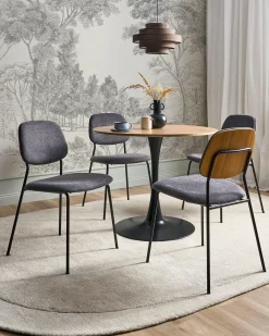 Set di 4 sedie da pranzo RILEY Tessuto Grigio