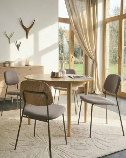 Set di 4 sedie da pranzo RILEY Tessuto Tortora