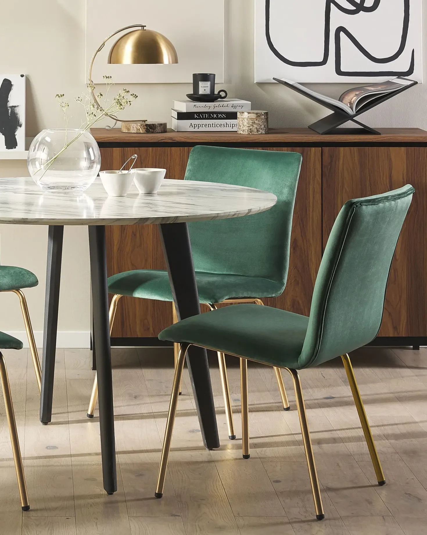 Set di 2 sedie da pranzo RUBIO Velluto Verde smeraldo