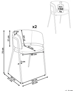 Set di 2 sedie da pranzo SPRINGER Ciniglia Tortora
