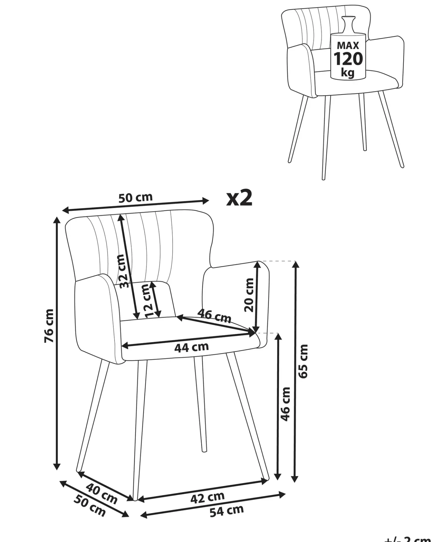 Set di 2 sedie da pranzo SANILAC Velluto Grigio