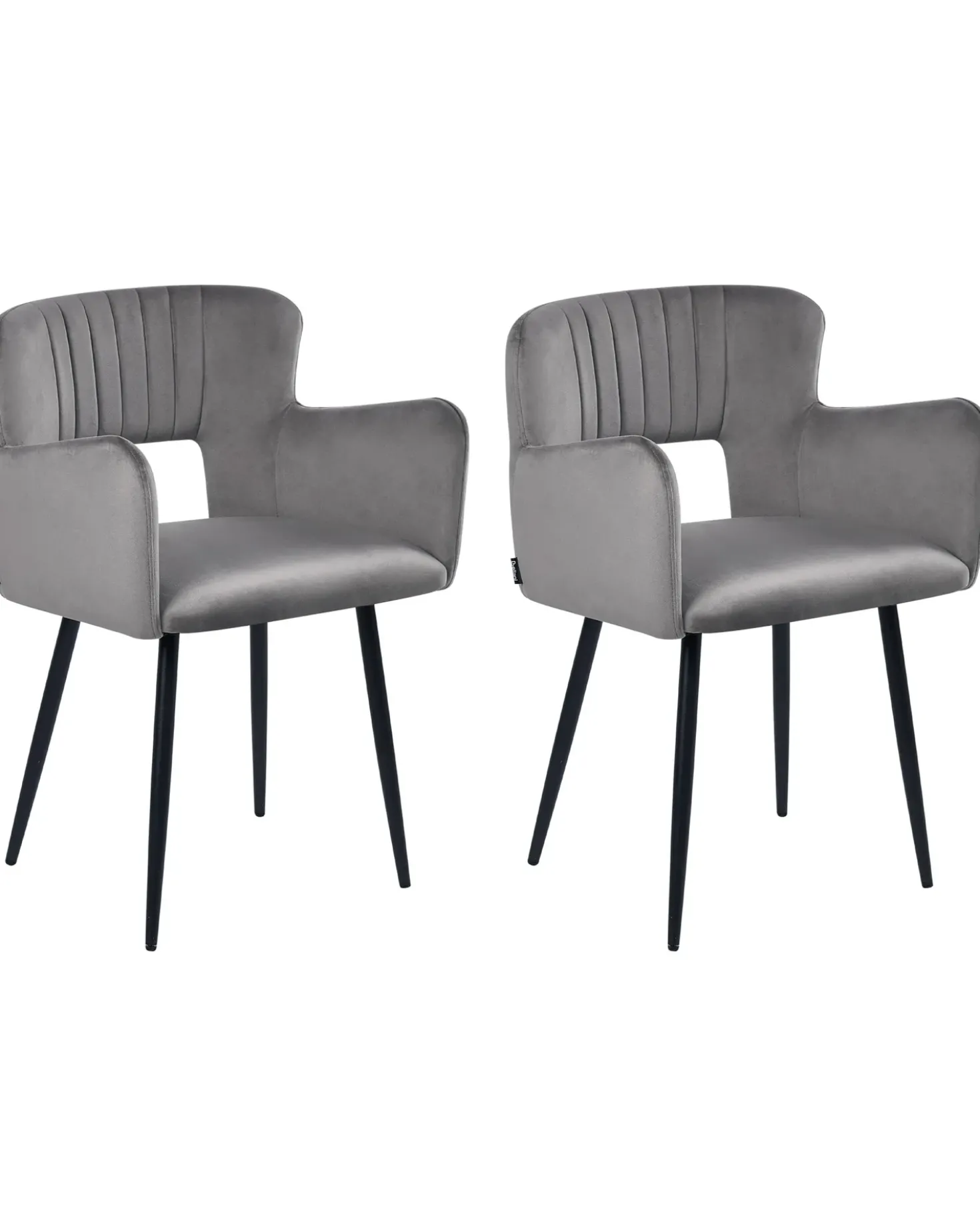 Set di 2 sedie da pranzo SANILAC Velluto Grigio
