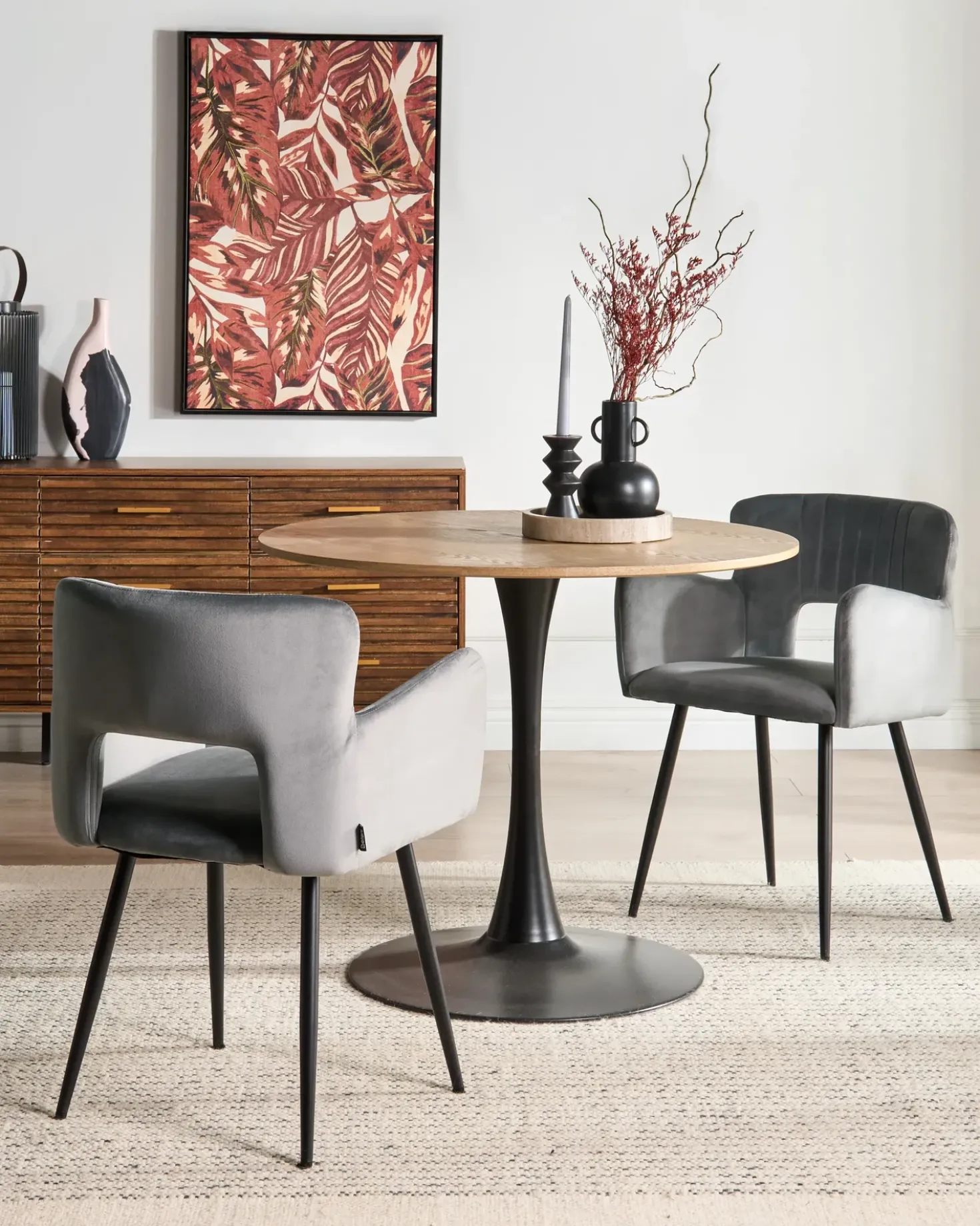 Set di 2 sedie da pranzo SANILAC Velluto Grigio