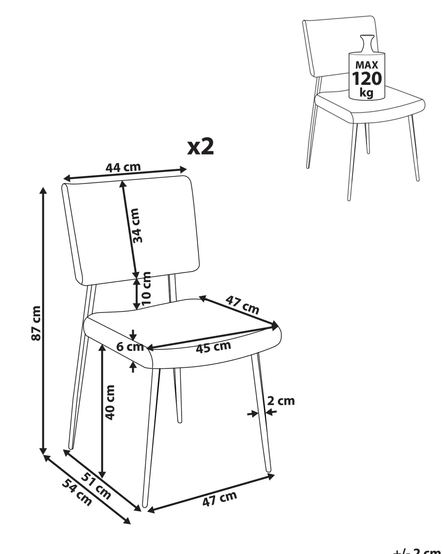 Set di 2 sedie da pranzo STURGIS Velluto a coste Bianco sporco