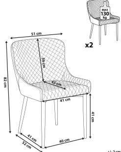 Set di 2 sedie da pranzo SOLANO Velluto Grigio