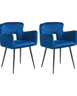 Set di 2 sedie da pranzo SANILAC Velluto Blu marino