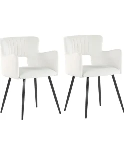 Set di 2 sedie da pranzo SANILAC Velluto Bianco