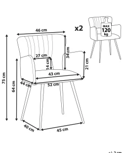 Set di 2 sedie da pranzo SANILAC Velluto Bianco