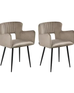 Set di 2 sedie da pranzo SANILAC Velluto Tortora