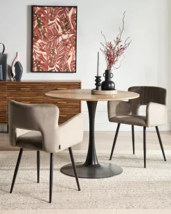 Set di 2 sedie da pranzo SANILAC Velluto Tortora