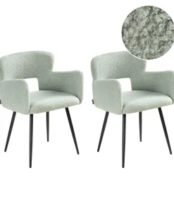 Set di 2 sedie da pranzo SANILAC Bouclé Verde chiaro