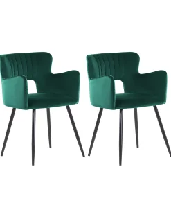 Set di 2 sedie da pranzo SANILAC Velluto Verde smeraldo