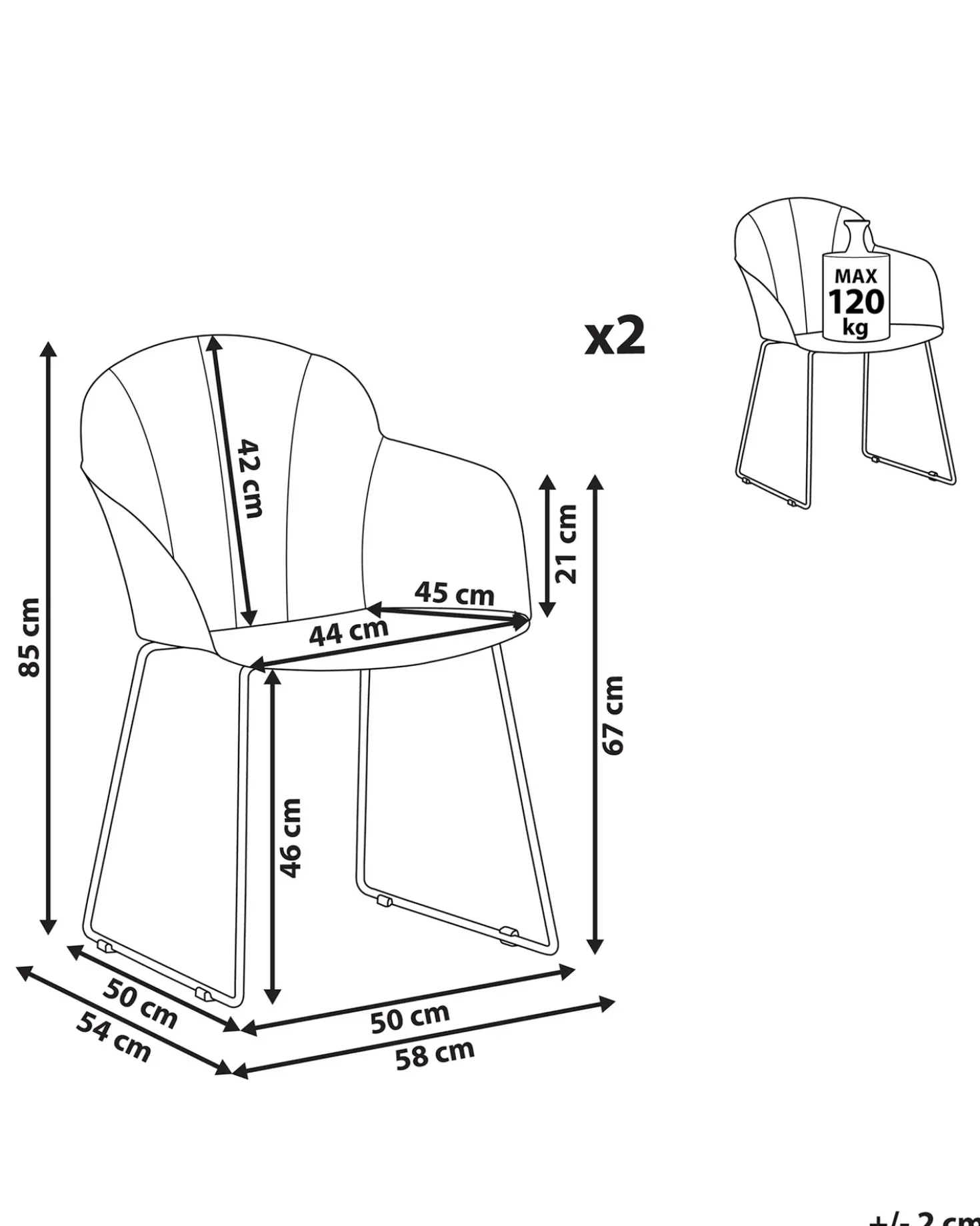 Set di 2 sedie da pranzo SYLVA Bianco
