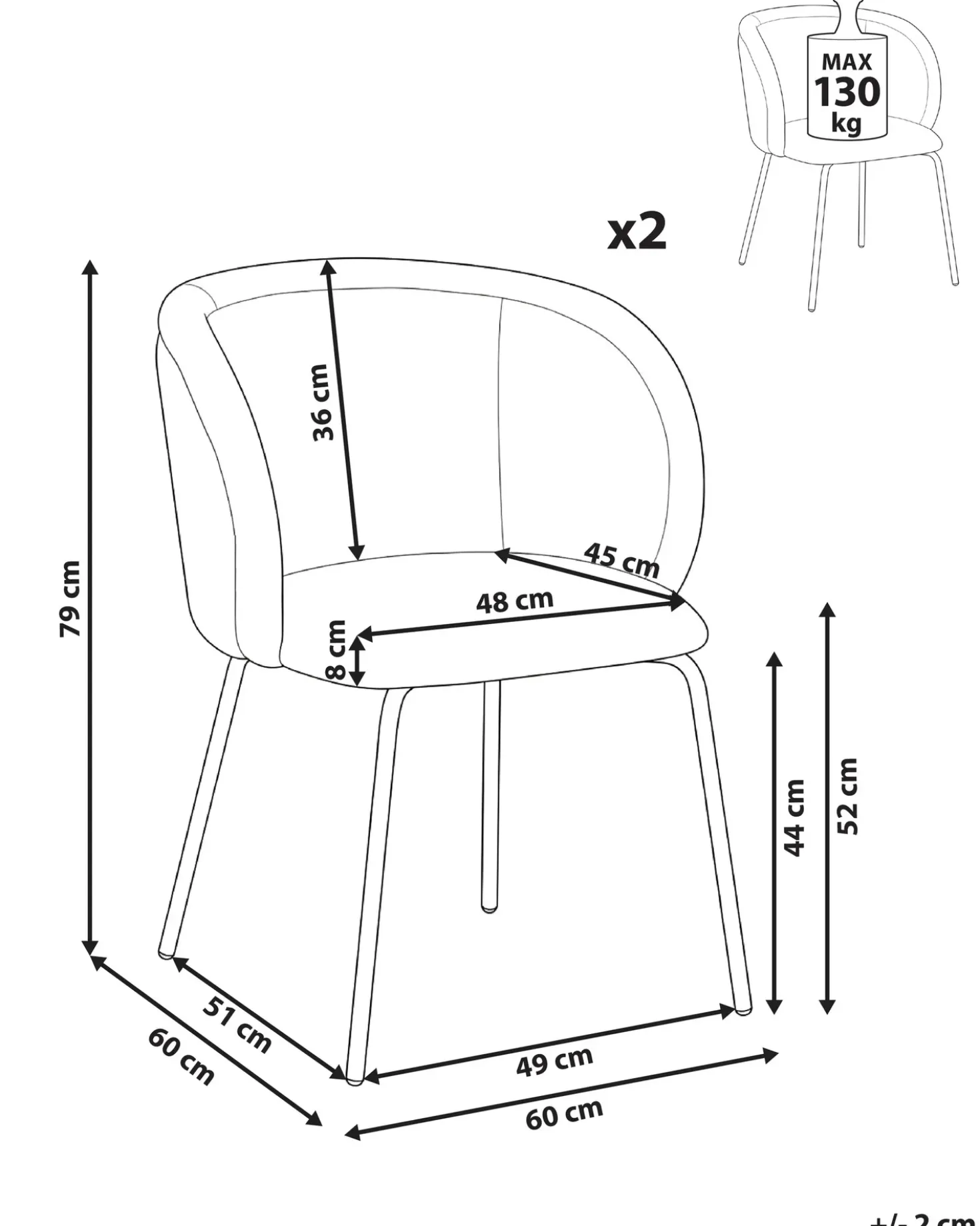 Set di 2 sedie da pranzo SARASOTA Tessuto Bianco sporco