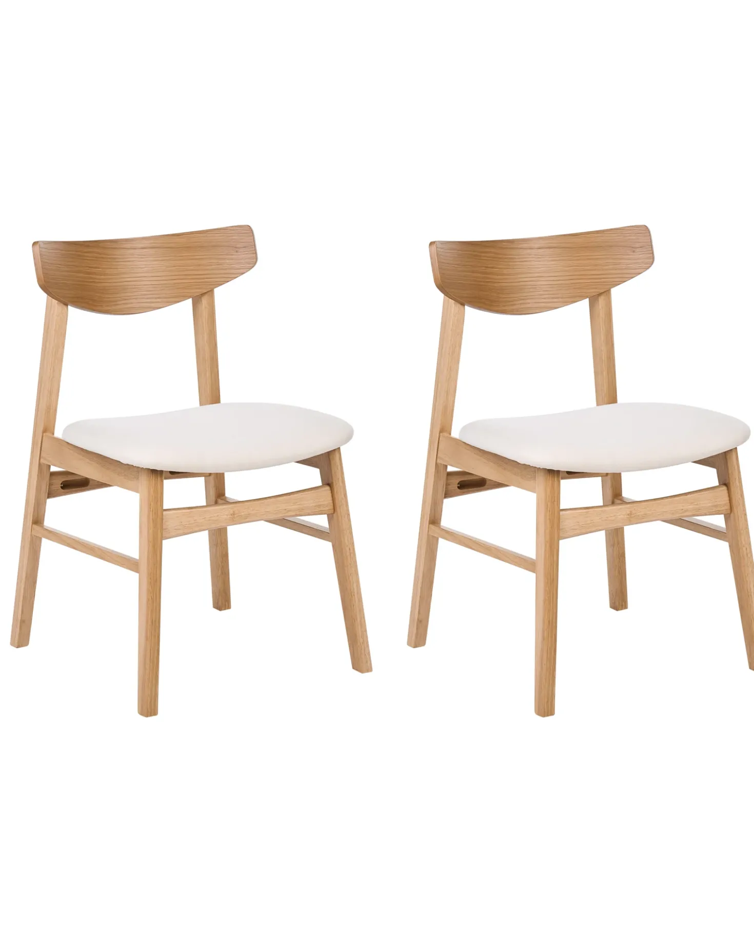 Set di 2 sedie da pranzo SMILEY Legno Marrone chiaro/Bianco sporco