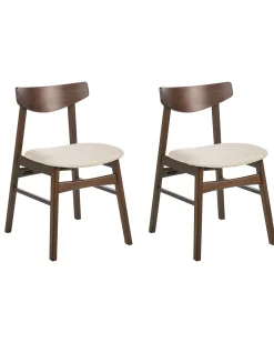 Set di 2 sedie da pranzo SMILEY Legno Marrone/Beige