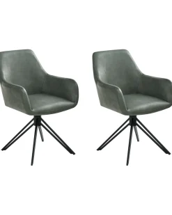 Set di 2 sedie da pranzo SANSARC Pelle sintetica Verde scuro