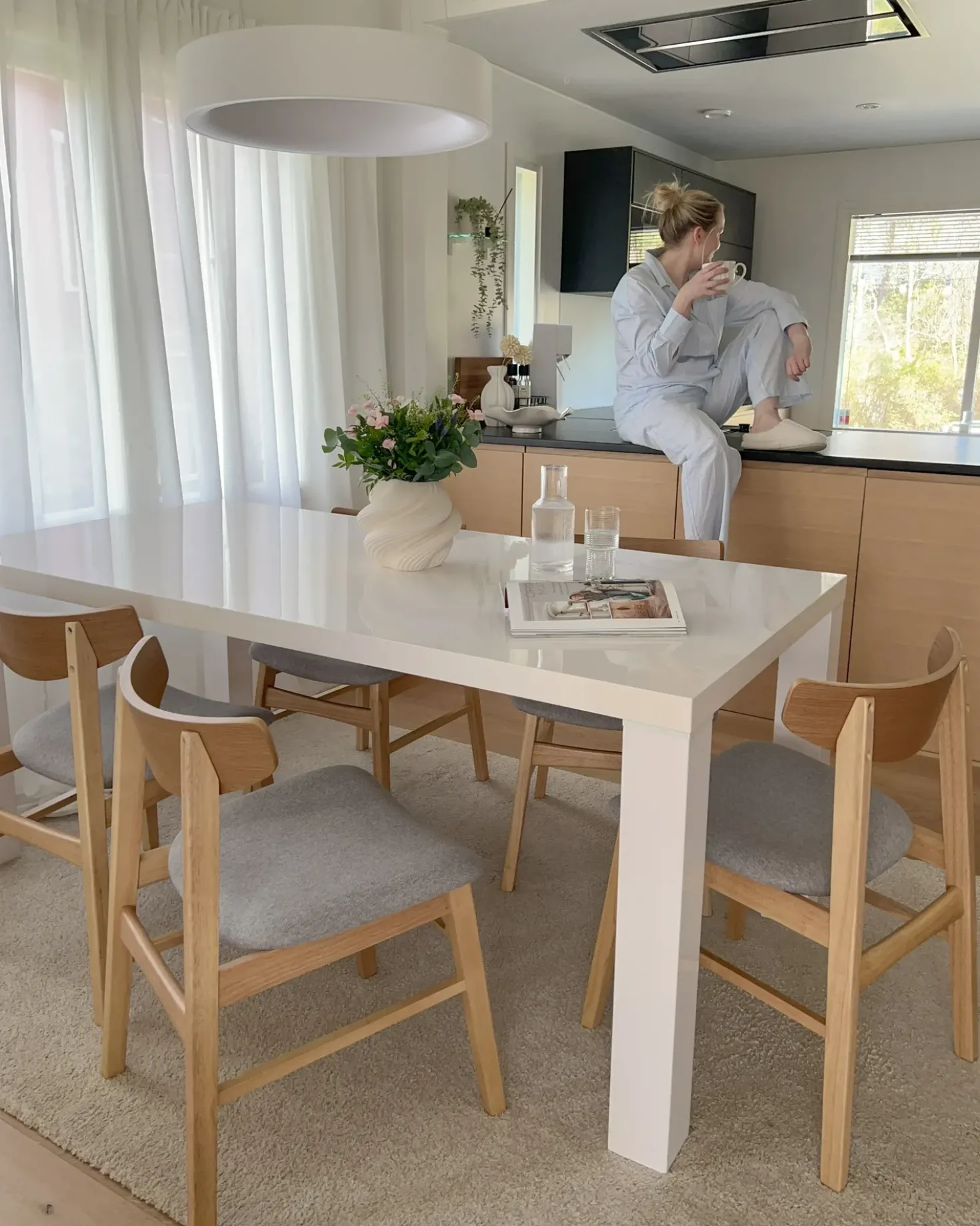 Set di 2 sedie da pranzo SMILEY Legno Marrone chiaro/Grigio