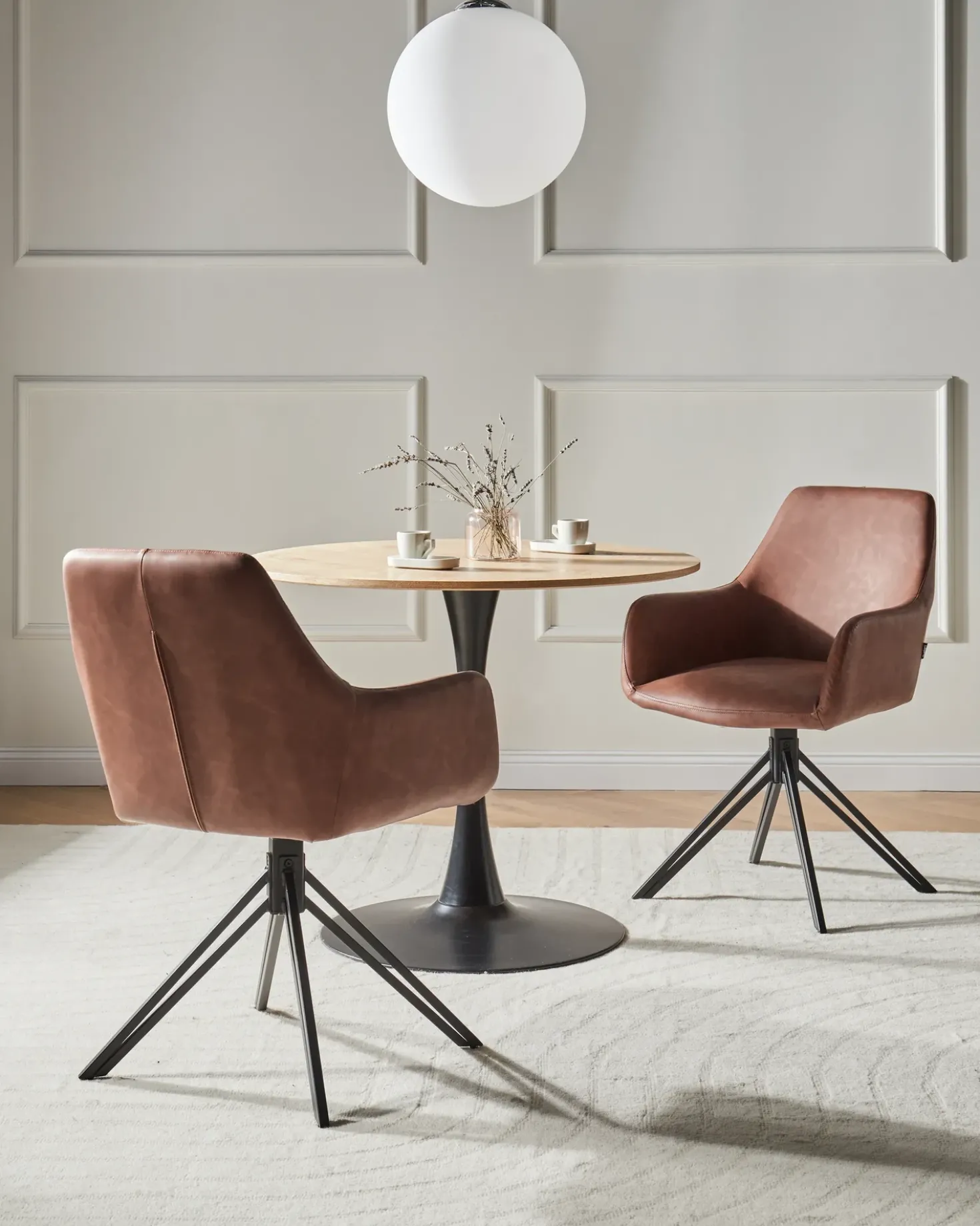 Set di 2 sedie da pranzo SANSARC Pelle sintetica Marrone
