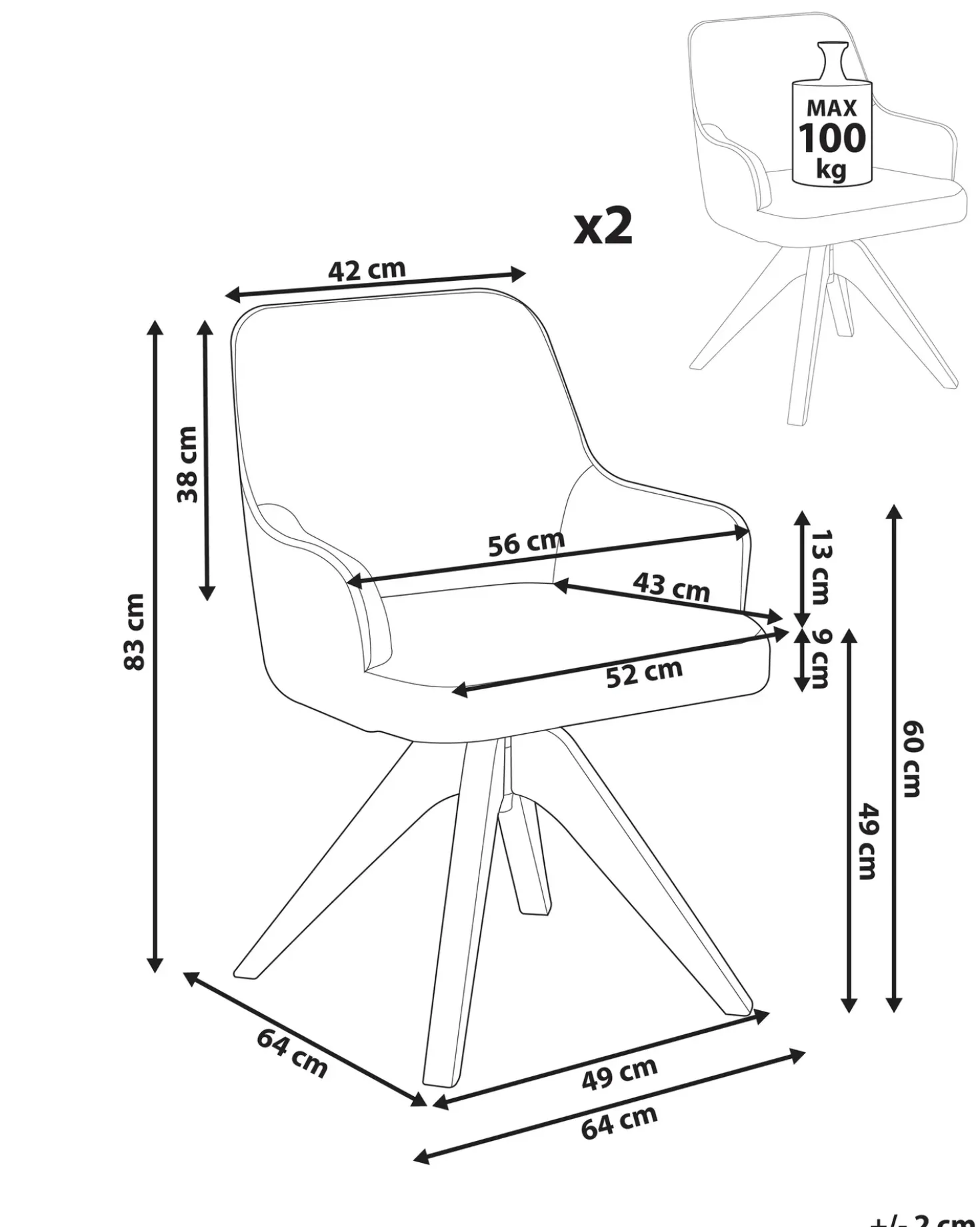Set di 2 sedie da pranzo SYLVANIA Bouclé Bianco sporco