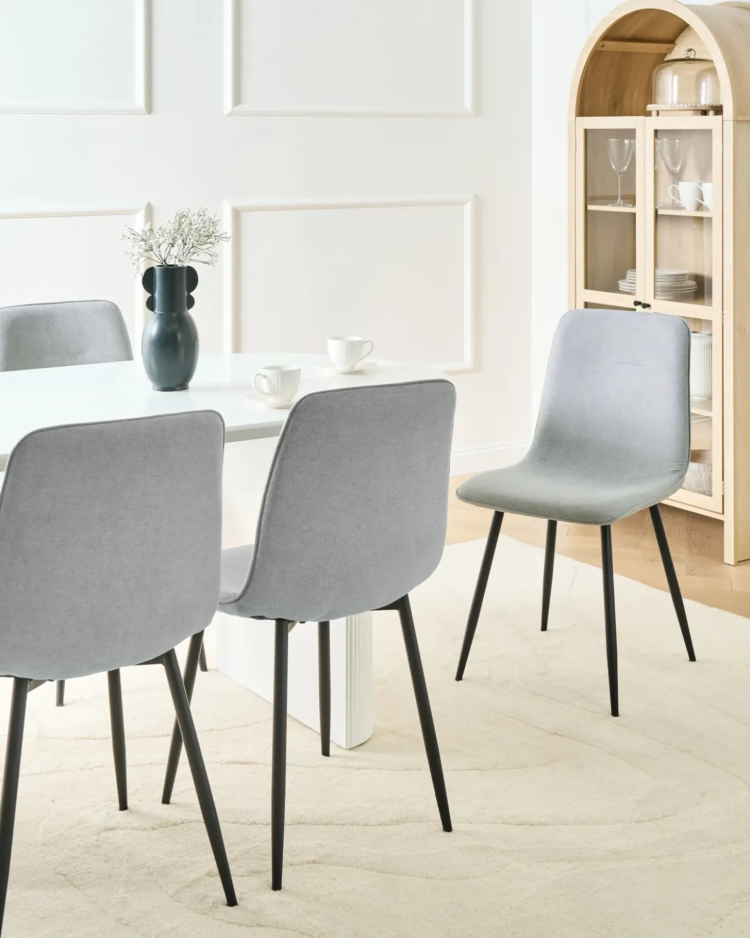 Set di 4 sedie da pranzo TUSCOLA Tessuto Grigio chiaro