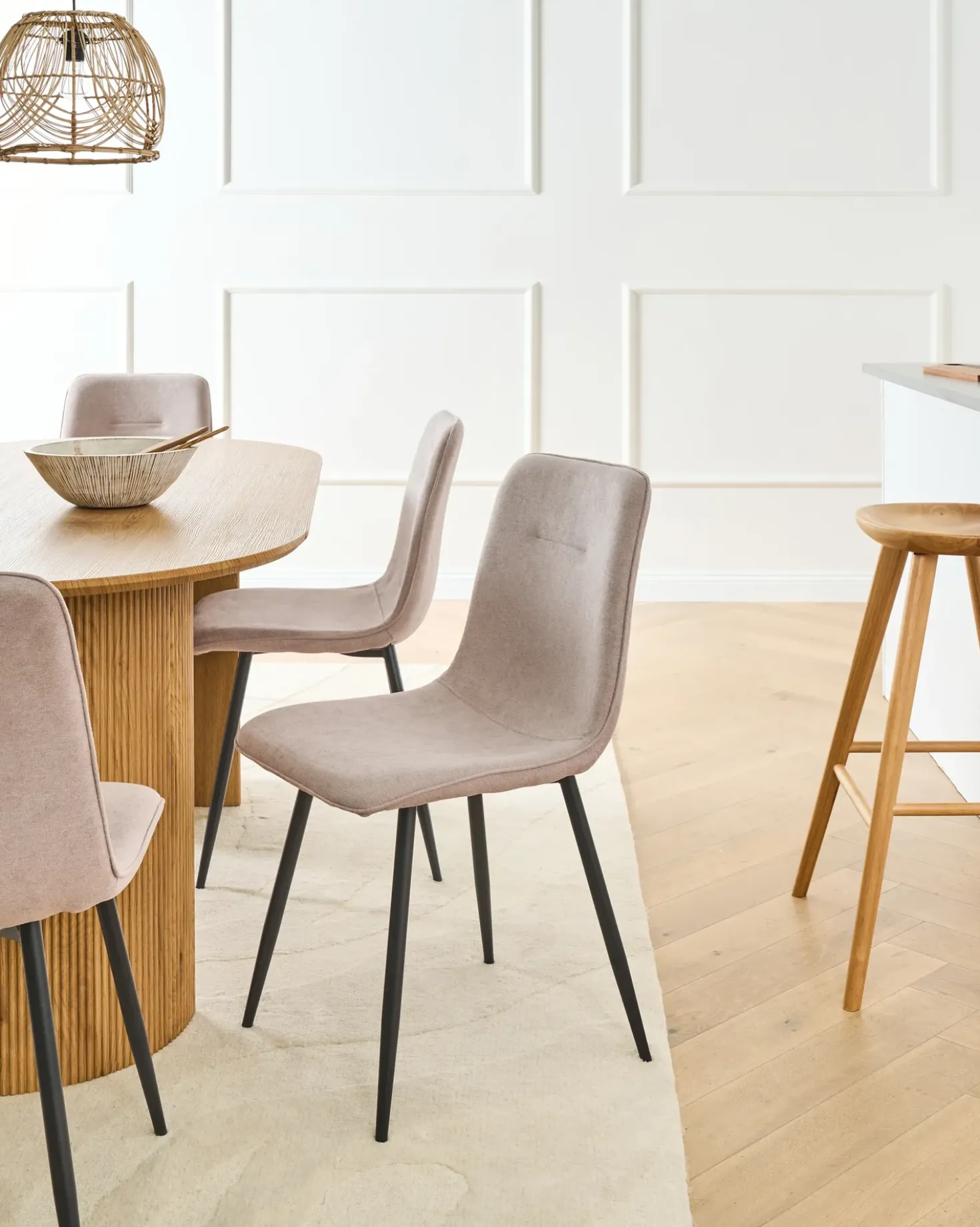 Set di 4 sedie da pranzo TUSCOLA Tessuto Beige