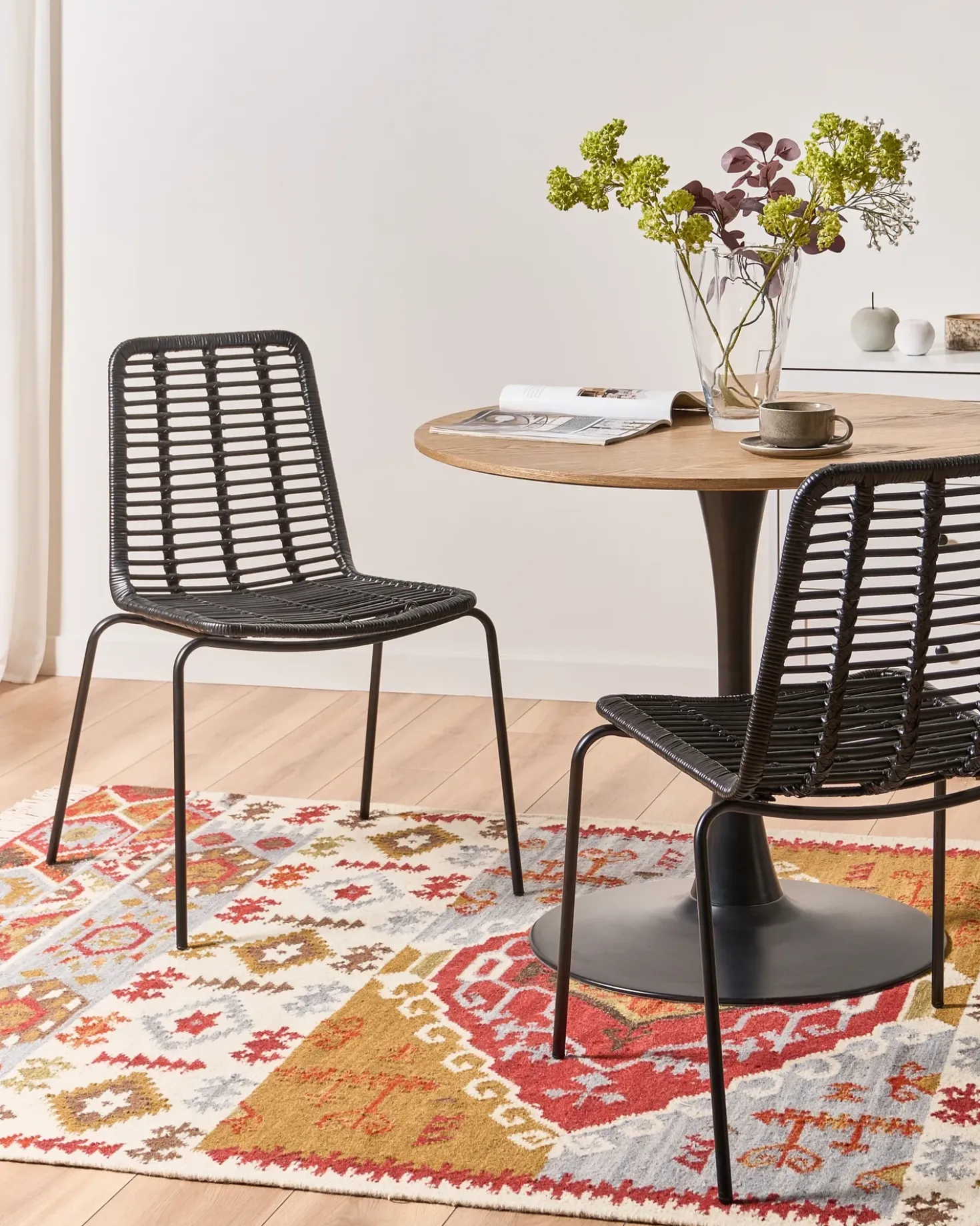 Set di 2 sedie da pranzo TAOS Rattan Nero