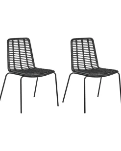 Set di 2 sedie da pranzo TAOS Rattan Nero